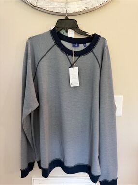 Men's XXl Footjoy Striped Crewneck Sweater in Navy and Light Gray